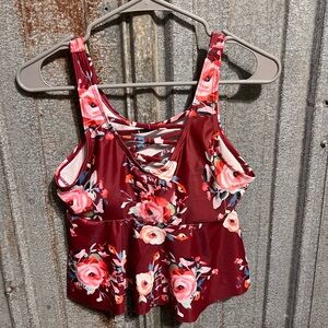 SHEIN Burgundy Floral Camisole Top